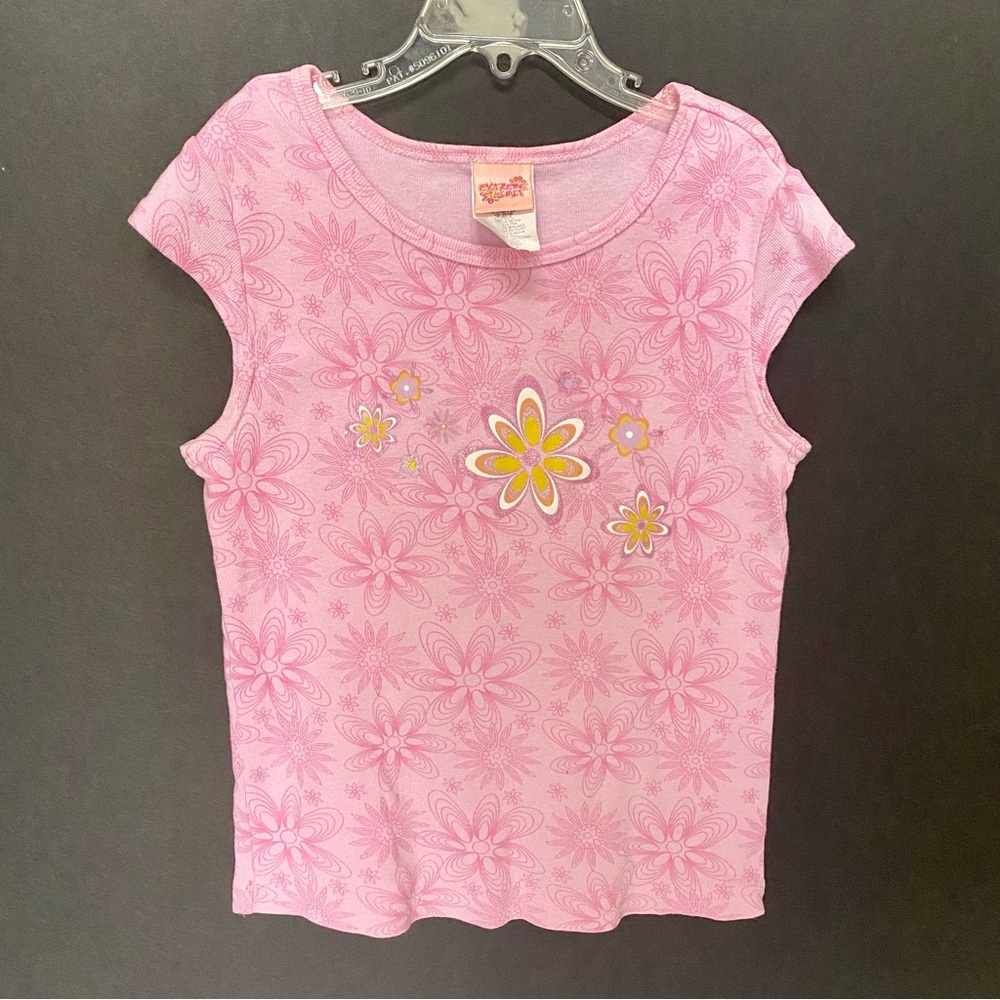 Extreme Limit Girls Floral Psychedelic T-Shirt Vintage Kids Y2K Retro 2000s